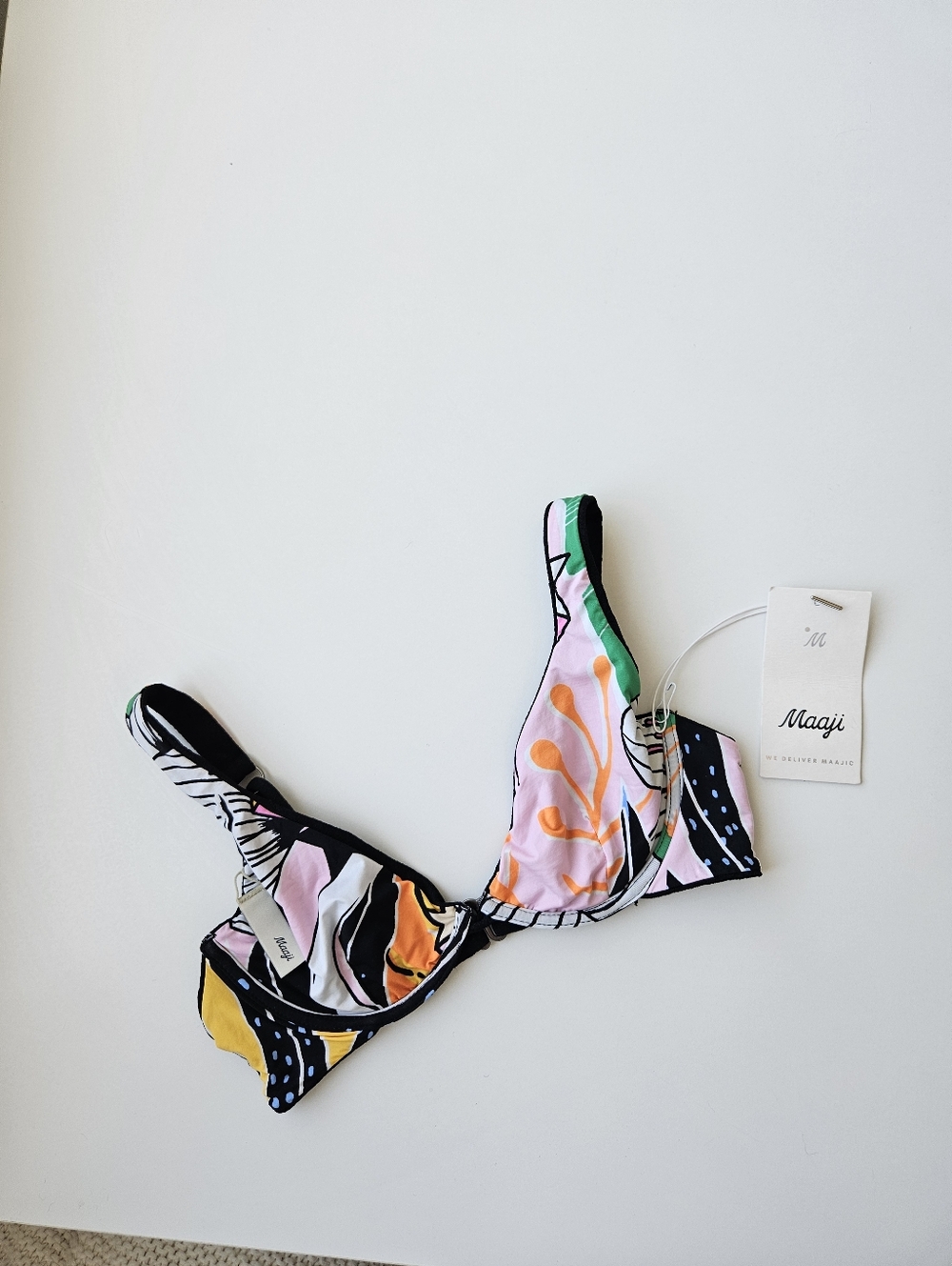 Nwt Majji Reversable Black Ribbed & Tropic Underwire Bra Bikini Top - Picture 7 of 16